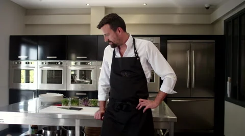 Portrait of chef at kitchen. Stock Footage 64116353