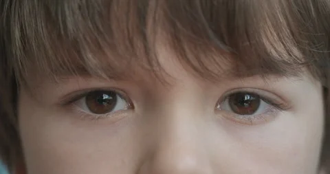 Portrait Child Boy Looking at Camera. Young Serious Thoughtful Child Boy Cl.. Video stock 318480048