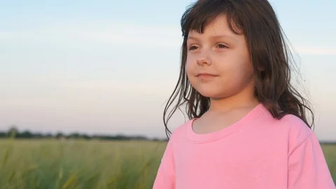 Portrait of a child in the field. Stock Footage 112628265