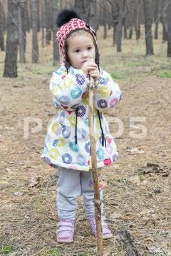 Portrait of a child in the forest Stock Photos