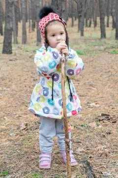 Portrait of a child in the forest Stock Photos