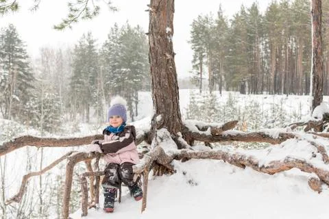 Portrait of a child in the forest Stock Photos