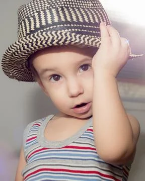 Portrait of a child in a hat Stock Photos