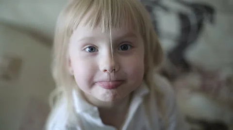 Portrait of child look at camera Stock Footage 55441016
