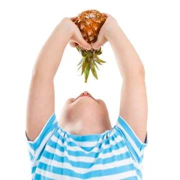 Portrait of a child with pineapple Stock Photos
