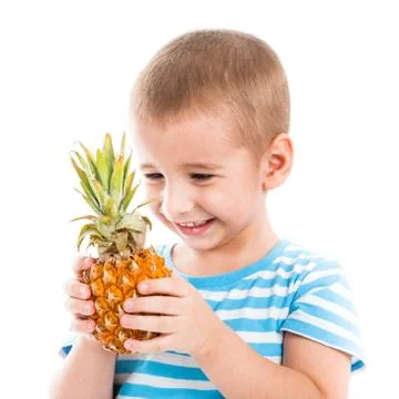 Portrait of a child with pineapple Stock Photos