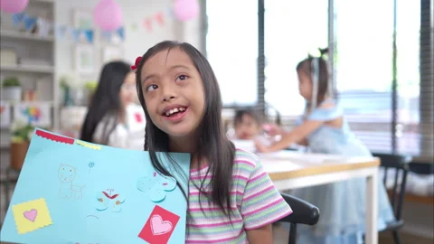 Portrait of children doing learning activities in the classroom Stock Footage 308064847