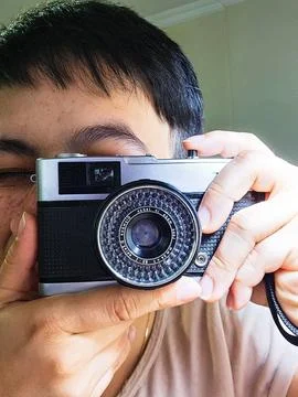 Portrait with Classic Camera Stock Photos