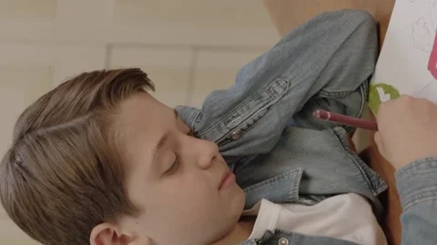 Portrait of clever boy working hard and learning. Stock Footage 201038213