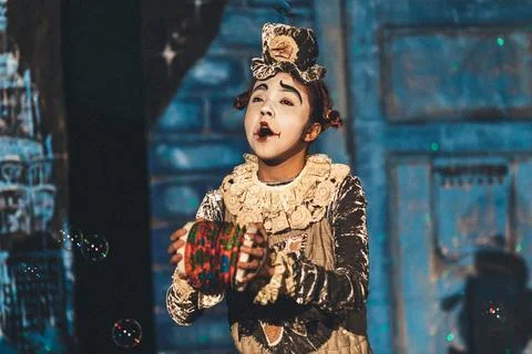 A portrait of a clown. Artistic expression and theatrical character Stock Photos