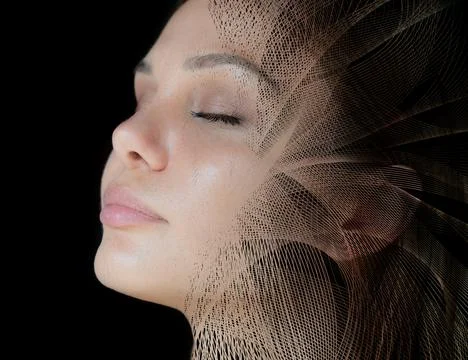 A portrait combined with digital graphics Stockfoto's
