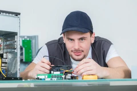 Portrait of a computer repairman Stock Photos