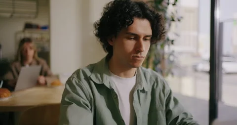 Portrait Of Concentrated Web Designer Or Software Developer Working With Laptop Stock Footage 276845967