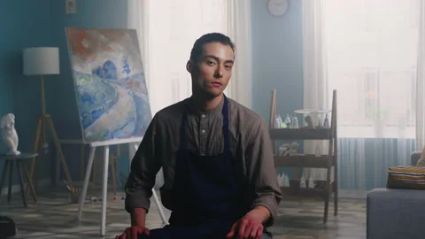 Portrait of Confident Painter Stock Footage 132830351