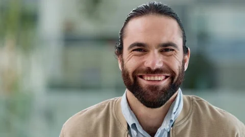 Portrait of confident programme developer after designing data code. Smiling IT Stock Footage 201638347