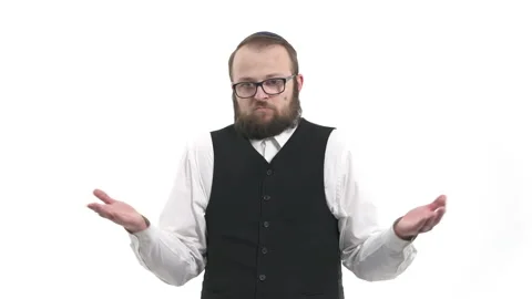 Portrait of confused clueless man making it's not me gesture. Isolated on white Stock Footage 130185322