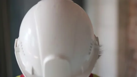 Portrait of construction worker dirt on face looking at camera Stock Footage 133634579