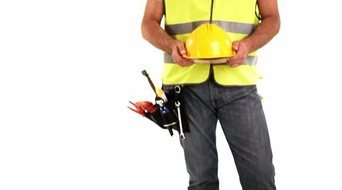 Portrait of a construction worker on white; Full HD Photo JPEG Stock Footage 8655456