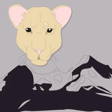 Portrait of a cougar looking at wall vector Stock Illustration