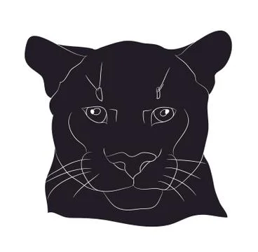 Portrait of a cougar silhouette, vector Stock-Illustration