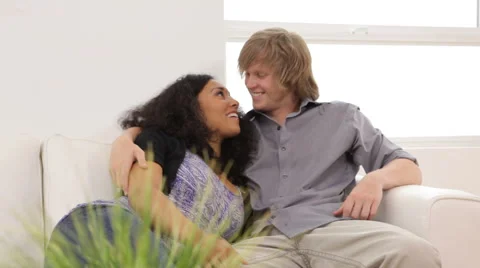 Portrait of couple on couch Video stock 62280035