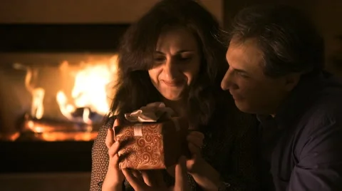 Portrait of couple with gift boxe Stock-Footage 60233353