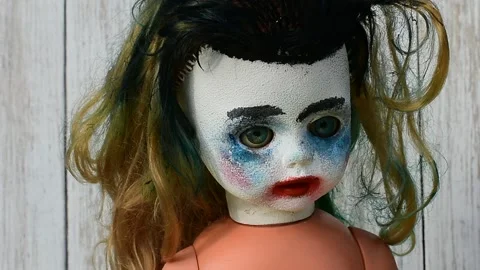 Portrait of a creepy doll Stock Footage 138147238