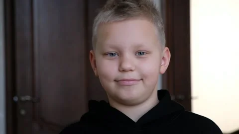 Portrait of Cute Child Boy Looking at Camera, happy, smiling, laughing Face Stock Footage 170757419