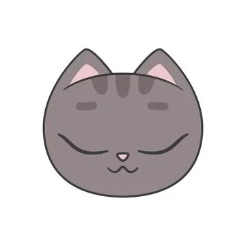 Portrait of a cute sleeping cat. Vector flat illustration Stock Illustration