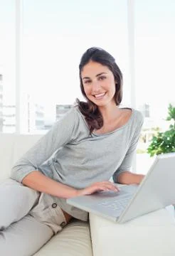 Portrait of a cute student using a personal computer Stock Photos