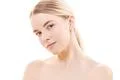 The portrait of the cute woman on the white background Photo