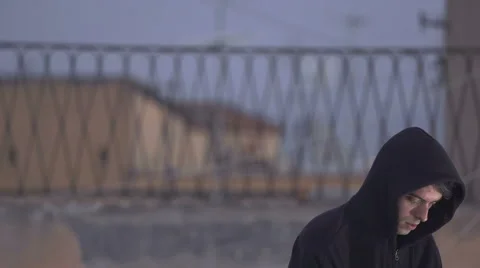 Portrait of a dangerous hacker thinking of his next strategy Stockbeeldmateriaal 68336231