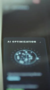 Portrait dashboard displays AI optimization with a neural data graphic Stock Photos