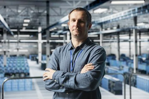 Portrait of data center engineer resolving hardware failures Stock Photos