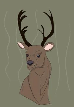 Portrait of a deer on a colored background Illustrazione stock