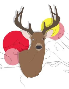 Portrait of a deer on a colored background Illustrazione stock