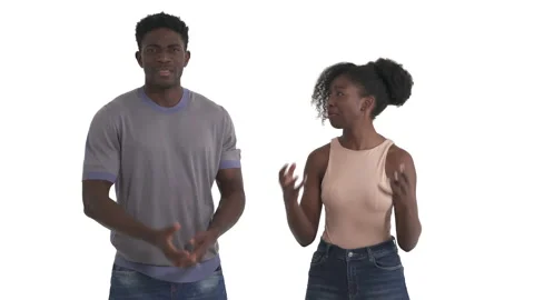 Portrait of desperate African couple, reaching hands out at camera as asking Stock Footage 135563653