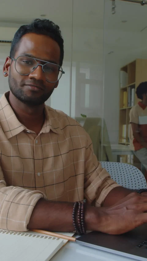 Portrait of Developer Using Wireless Laptop in Office Stock Footage 270211856
