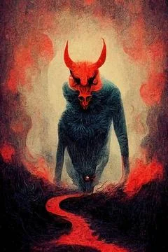 Portrait of devil, Illustration, drawing, 3d illustration, 3d render Portr... Stock Photos