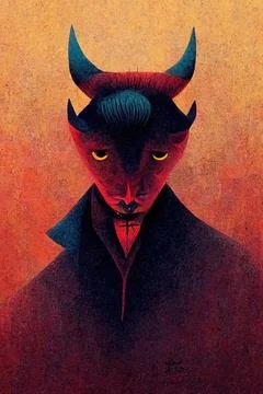 Portrait of devil, Illustration, drawing, 3d illustration, 3d render Portr... Foto stock