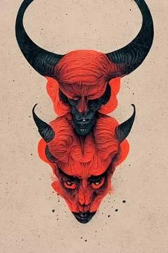 Portrait of devil, Illustration, drawing, 3d illustration, 3d render Portr... 스톡 사진