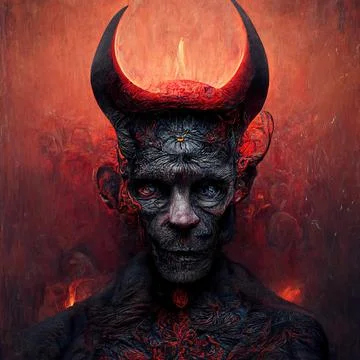 Portrait of devil, Illustration, drawing Stock Illustration