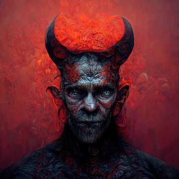 Portrait of devil, Illustration, drawing Stock Illustration