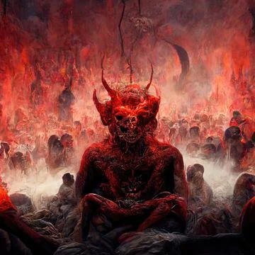 Portrait of devil, Illustration, drawing Stock Illustration