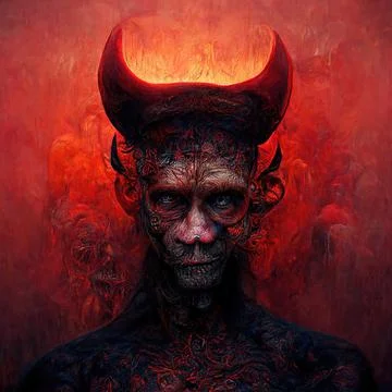 Portrait of devil, Illustration, drawing Stock Illustration
