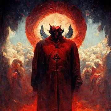 Portrait of devil, Illustration, drawing Stock Illustration