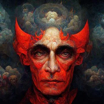 Portrait of devil, Illustration, drawing Stock Illustration