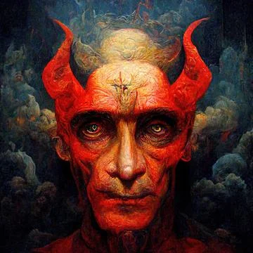 Portrait of devil, Illustration, drawing Stock Illustration