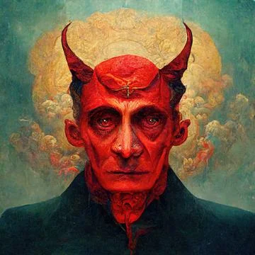 Portrait of devil, Illustration, drawing Stock Illustration