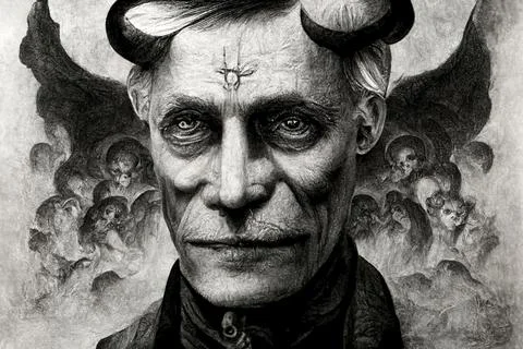 Portrait of devil, Illustration, drawing Stock Illustration
